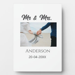 Mr & Mrs add family name date year wedding favour  Plaque