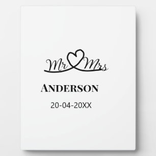 Mr & Mrs add family name date year wedding favour  Plaque