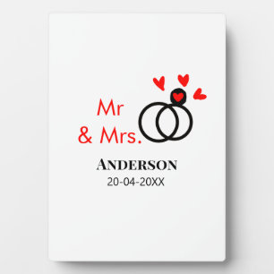 Mr & Mrs add family name date year wedding favour Plaque