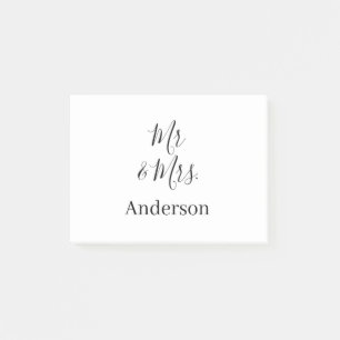 Mr & Mrs add family name date year wedding favour Post-it Notes