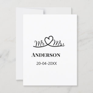 Mr & Mrs add family name date year wedding favour  Postcard