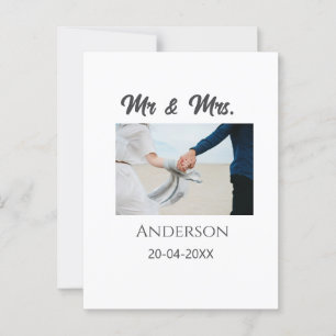 Mr & Mrs add family name date year wedding favour  Postcard