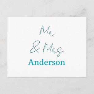 Mr & Mrs add family name date year wedding favour  Postcard