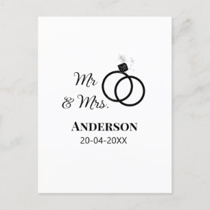 Mr & Mrs add family name date year wedding favour Postcard