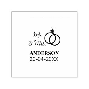 Mr & Mrs add family name date year wedding favour Self-inking Stamp