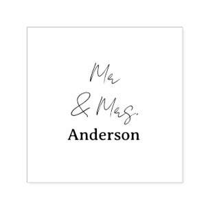 Mr & Mrs add family name date year wedding favour Self-inking Stamp