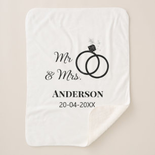 Mr & Mrs add family name date year wedding favour  Sherpa Blanket