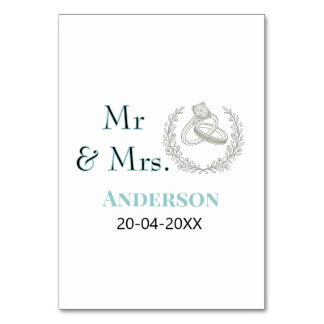 Mr & Mrs add family name date year wedding favour  Table Number