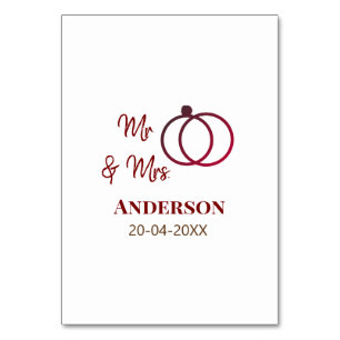 Mr & Mrs add family name date year wedding favour  Table Number