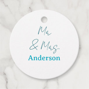 Mr & Mrs add family name date year wedding favour Tags