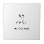 Mr & Mrs add family name date year wedding favour  Tile<br><div class="desc">design</div>