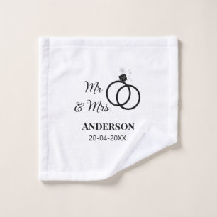 Mr & Mrs add family name date year wedding favour  Wash Cloth