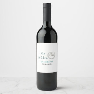 Mr & Mrs add family name date year wedding favour  Wine Label