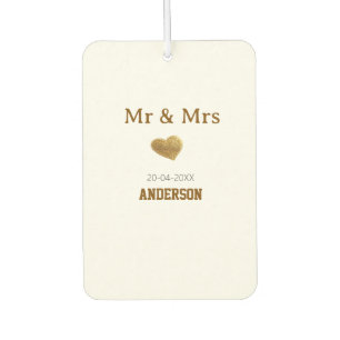 Mr & Mrs add family name golden glitter heart spar Air Freshener