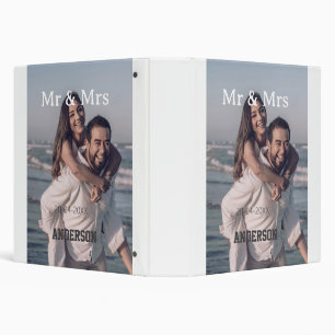 Mr & Mrs add family name photo date wedding family Binder