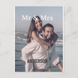 Mr & Mrs add family name photo date wedding family Postcard