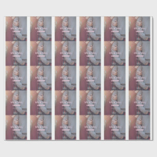 Mr & Mrs add family name photo date wedding family Wrapping Paper