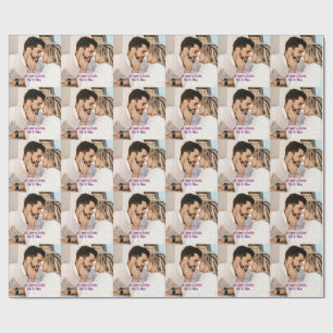 Mr & Mrs add family name photo date wedding family Wrapping Paper