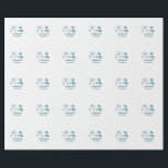 Mr & Mrs add name date wedding favour bow blue gre Wrapping Paper<br><div class="desc">design</div>