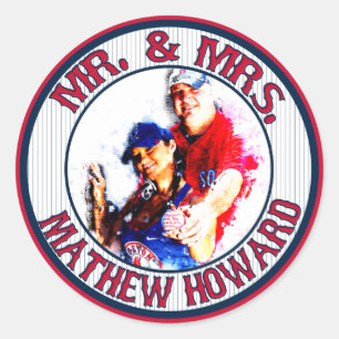 Mr-Mrs Baseball-Stickers-Envelope Seals-HOWARD Classic Round Sticker