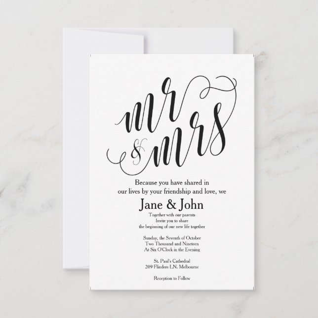 Mr. & Mrs. Basic Wedding Invitations (Front)