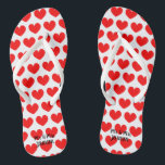 Mr & mrs beach wedding flipflops for bride & groom<br><div class="desc">Mr and mrs beach wedding flipflops for bride & groom. Personalized beach wedding flip flops for couple, honeymooners, guests, friends, family etc. Cute red heart pattern design with surname. Elegant party favour set with custom last name or monogram and little heart love symbol. Romantic his and hers sandals with stylish...</div>