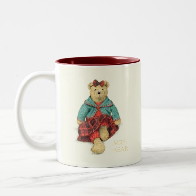 MR. & MRS. BEAR Maroon Two-Tone Mug (Left)