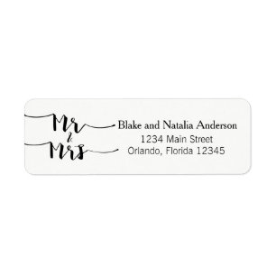 Mr & Mrs Black White Custom Return Address Label