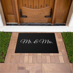 Mr. & Mrs. black white Doormat