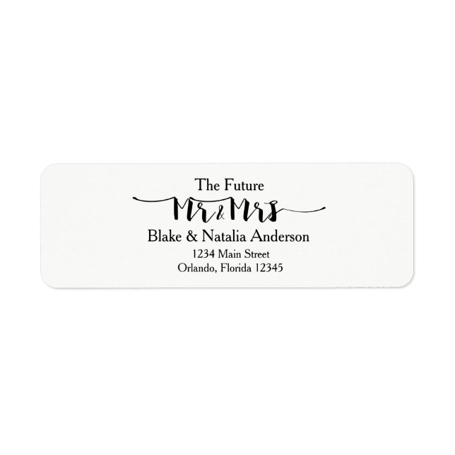 Mr & Mrs Black White Wedding Return Address Label (Front)