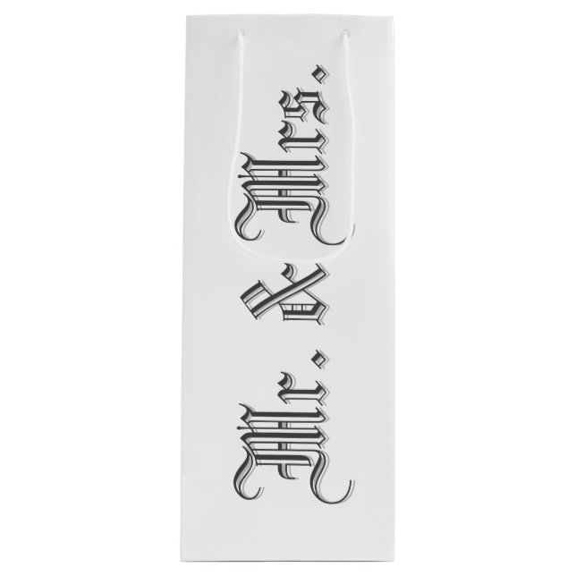 Mr. & Mrs. Blackletter Wine Gift Bag (Front)