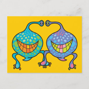 Mr. & Mrs. Blob Cartoon Alien Fun Custom Postcard