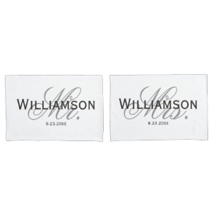 Mr. & Mrs. Bride & Groom Newlywed Wedding custom Pillowcase