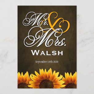 Mr & Mrs Brown Sunflower Wedding Invitations