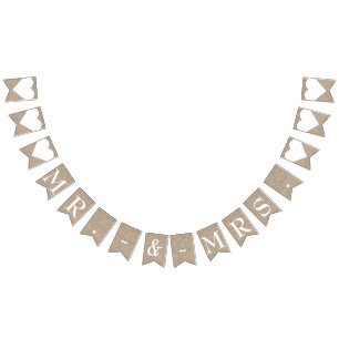 Mr. & Mrs. Burlap Wedding Bridal Shower Engagement Bunting Flags