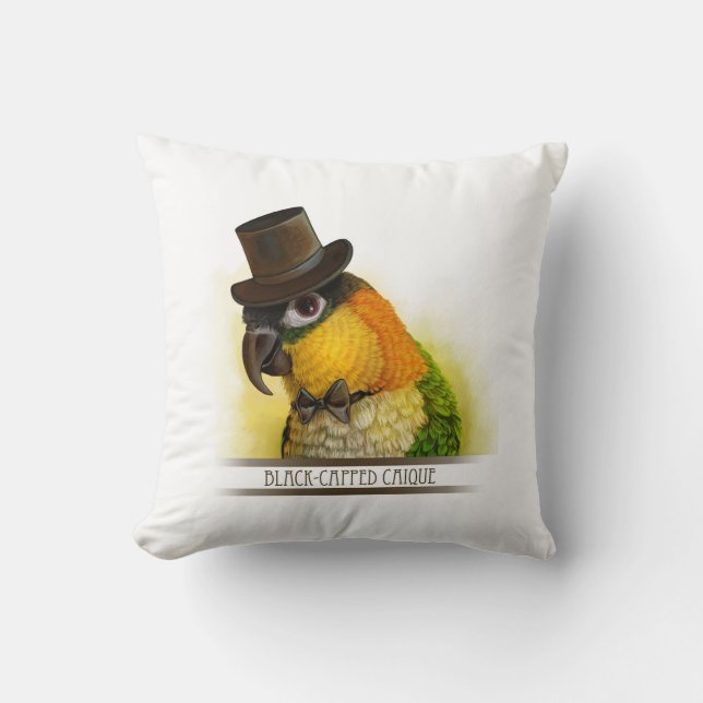 Mr & Mrs Caique Realistic Painting Throw Pillow (Front)