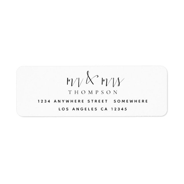 Mr Mrs Calligraphy Return Name Address Label (Front)