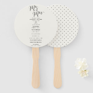 Mr & Mrs Calligraphy Script Chic Wedding Program Hand Fan