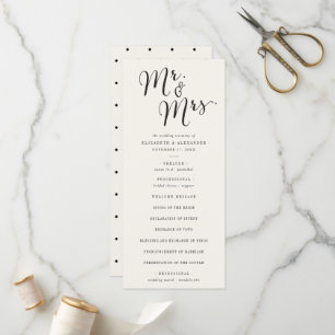 Mr & Mrs Calligraphy Script Classic Chic Wedding Program