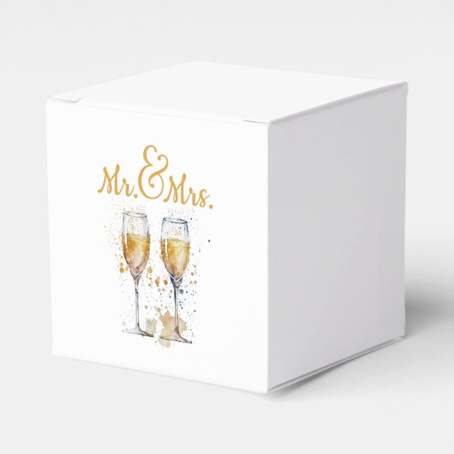 Mr. Mrs. Champagne Celebration Favor Box (Front Side)