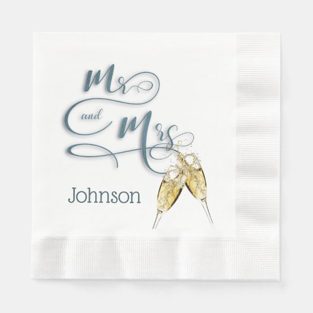 Mr & Mrs. Champagne Toast  Napkin (Front)