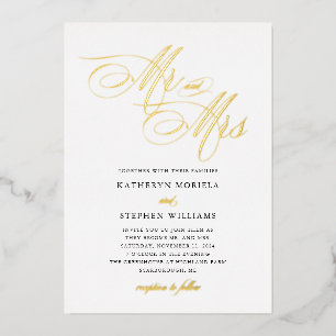 Mr & Mrs Classic Calligraphy Wedding Gold
