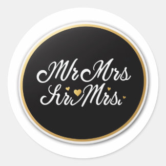 Mr. & Mrs. Classic Round Sticker