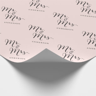 Mr & Mrs Classic Script Calligraphy Name Wedding Wrapping Paper