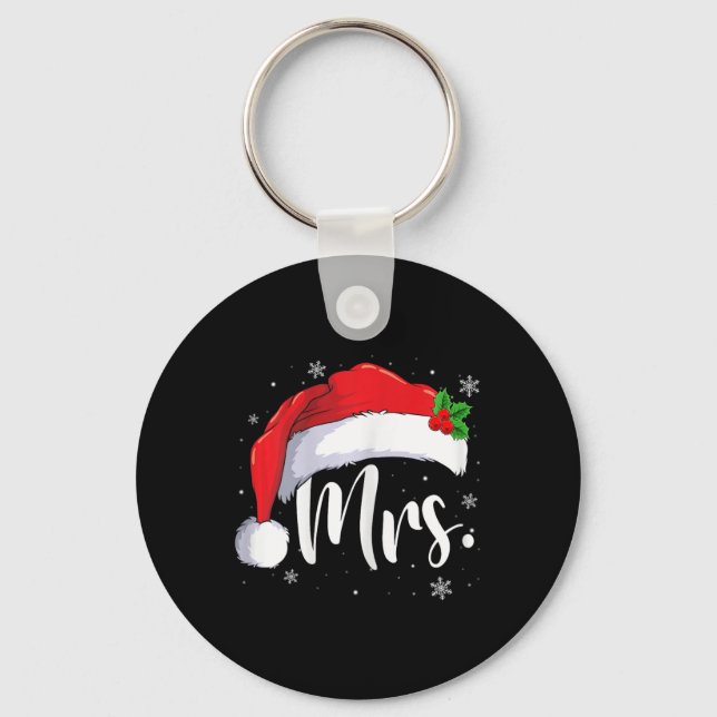 Mr Mrs Claus Christmas Couples Matching His And He Keychain (Front)