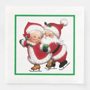 Mr. & Mrs. Claus Ice skating  Napkin