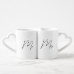 Mr. & Mrs. Coffee Mug Set<br><div class="desc">Mr. & Mrs. heart shape handle mugs</div>