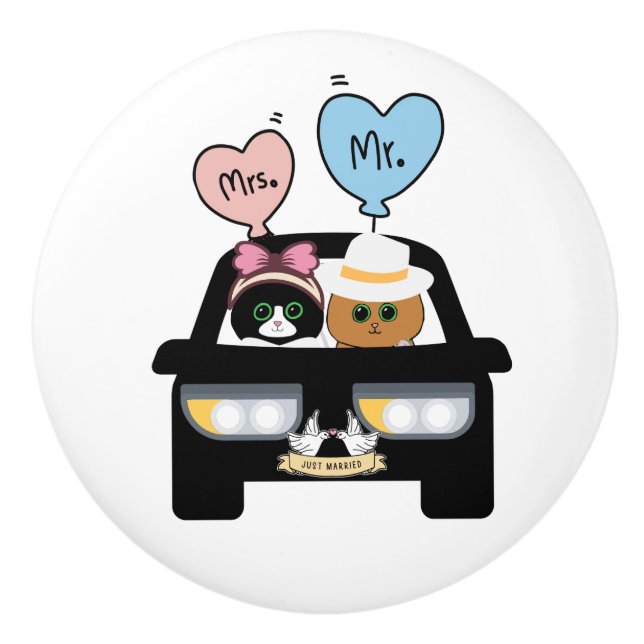 Mr. & Mrs. Couple Ceramic Knob (Front)