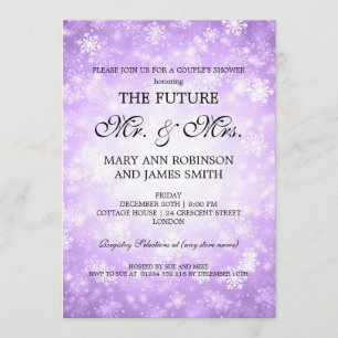 Mr Mrs Couples Shower Purple Winter Wonderland Invitation