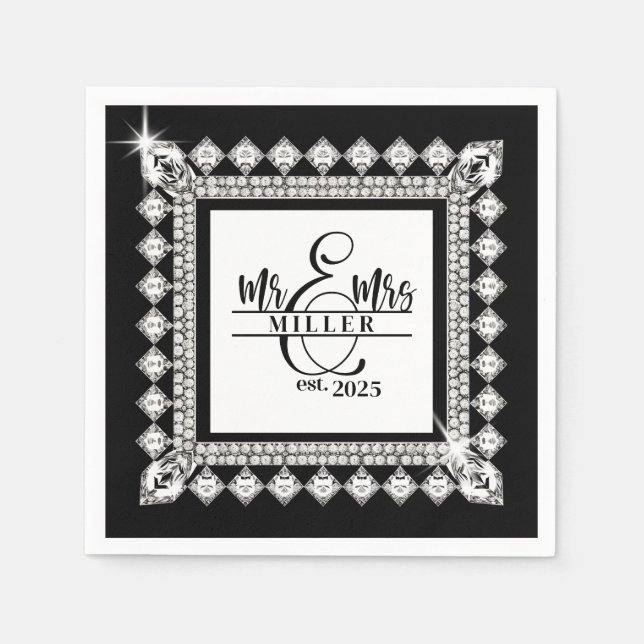 Mr. & Mrs. Custom Name  Napkin (Front)